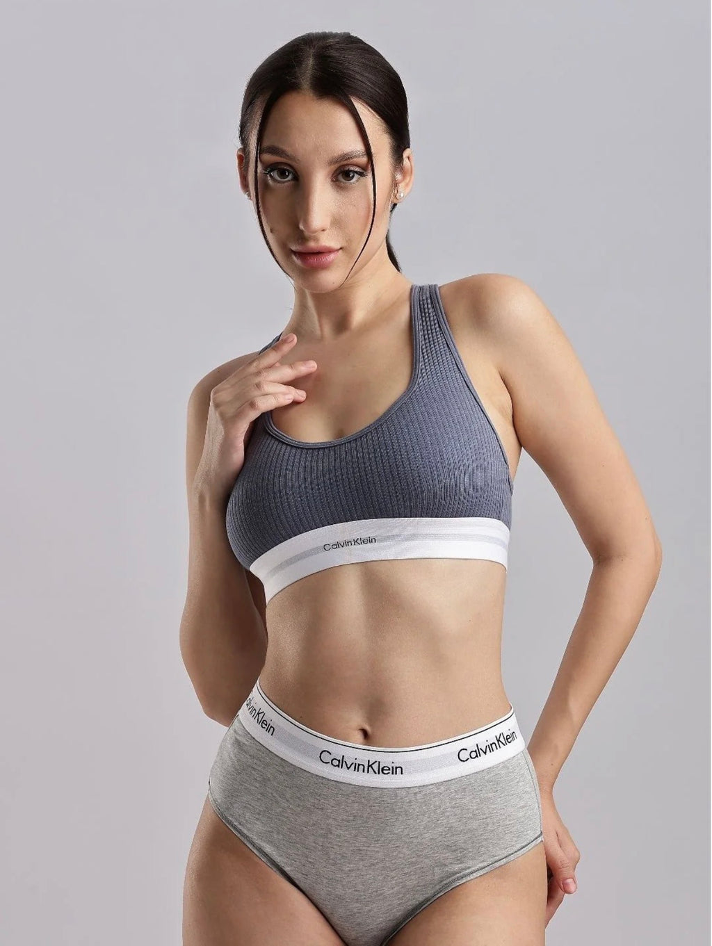 Calvin Style Women’s Seamless Shapewear Set – Modern Cotton Stretch Bra & High-Rise Brief