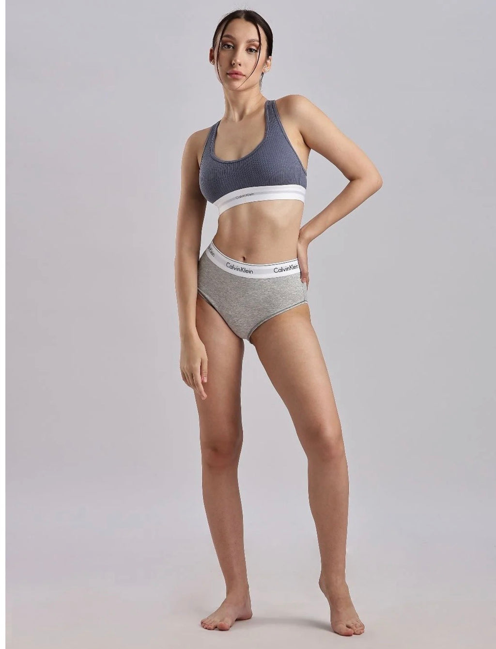Calvin Style Women’s Seamless Shapewear Set – Modern Cotton Stretch Bra & High-Rise Brief