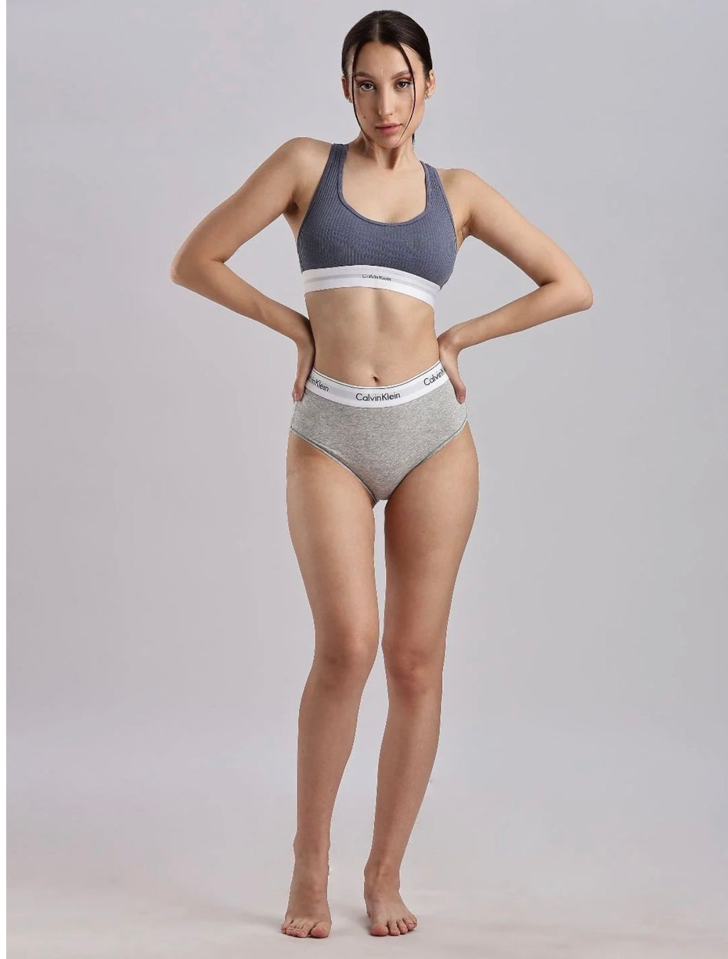 Calvin Style Women’s Seamless Shapewear Set – Modern Cotton Stretch Bra & High-Rise Brief