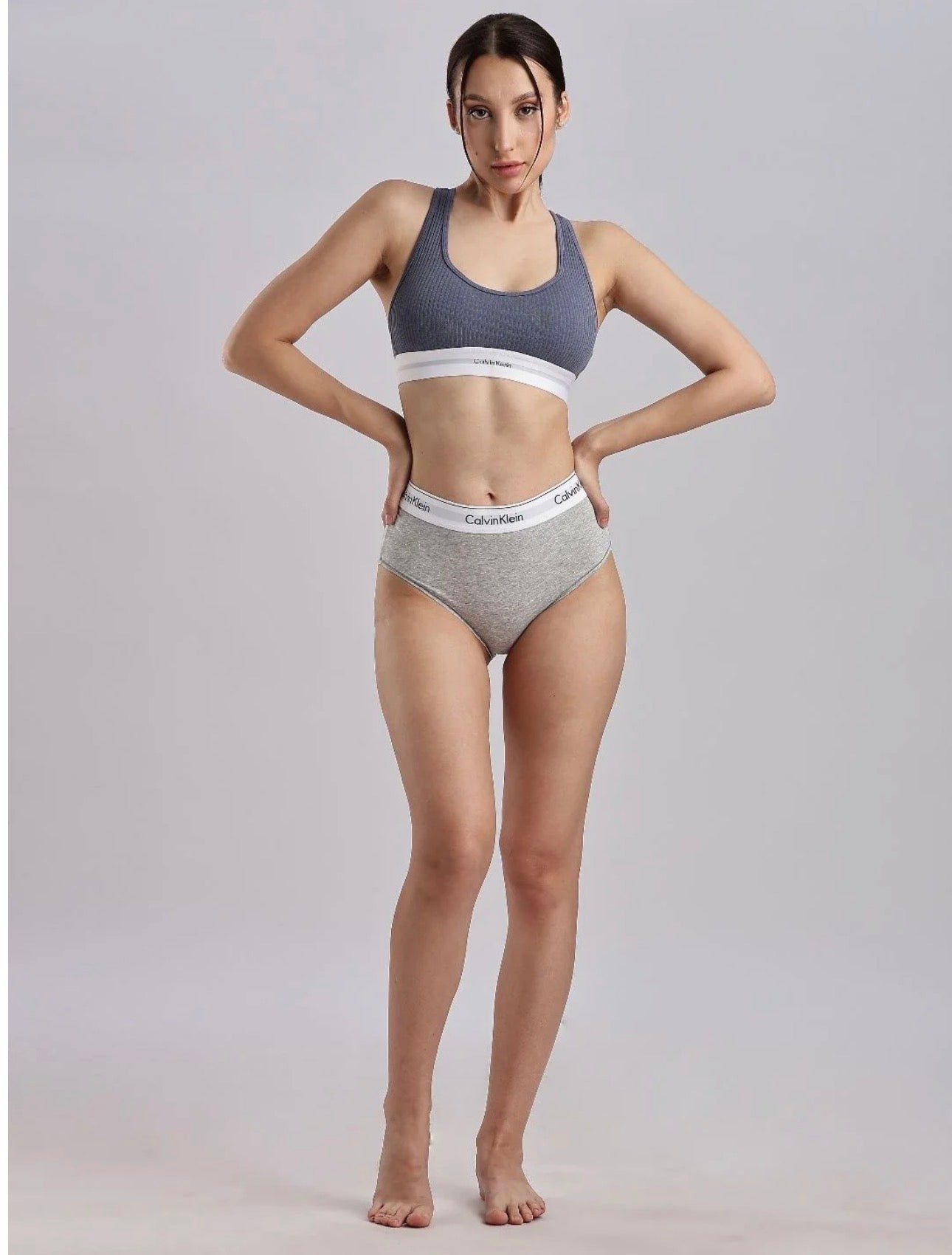 Calvin Style Women’s Seamless Shapewear Set – Modern Cotton Stretch Bra & High-Rise Brief