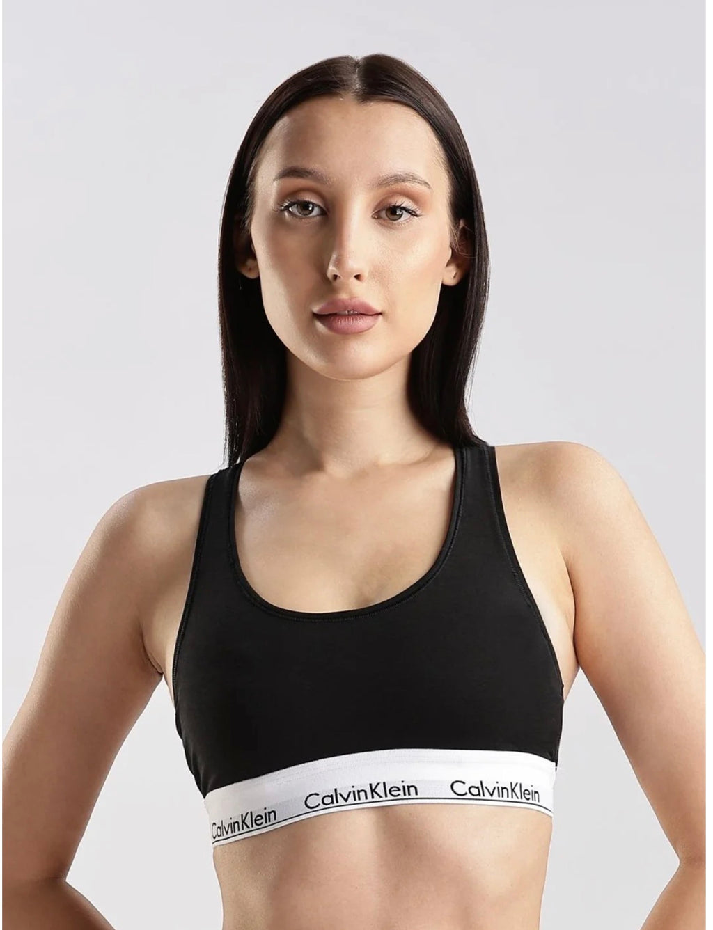 Calvin Klein CK One All-Over Logo Sports Bra – Black