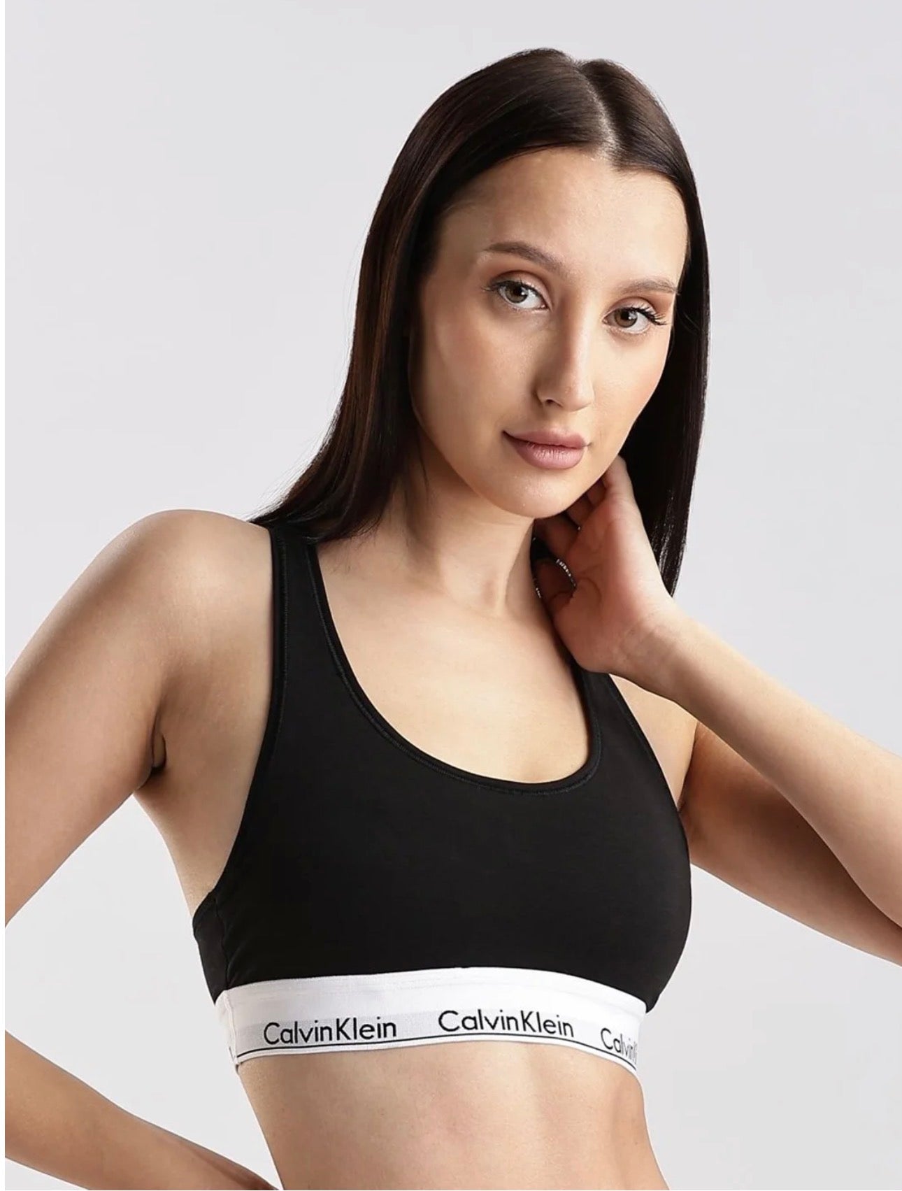 Calvin Klein CK One All-Over Logo Sports Bra – Black
