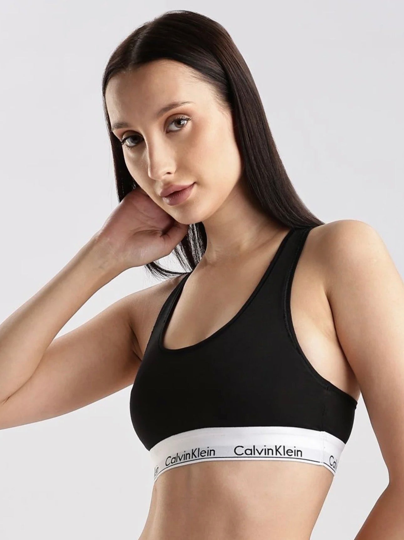 Calvin Klein CK One All-Over Logo Sports Bra – Black