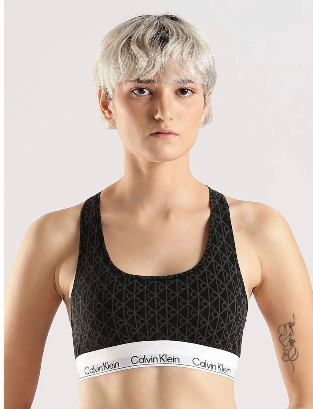 Calvin Klein CK One All-Over Logo Sports Bra – Black