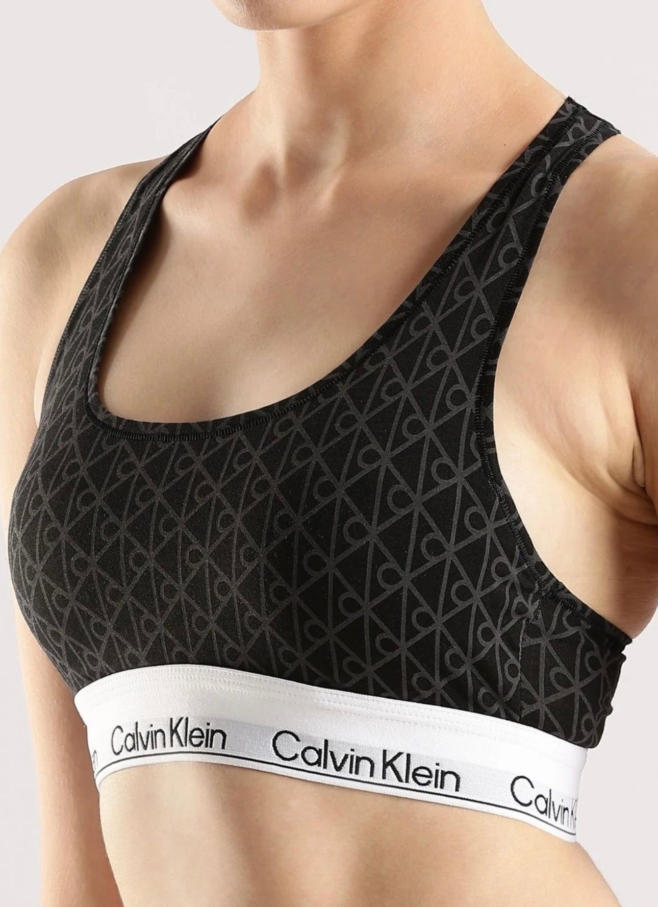 Calvin Klein CK One All-Over Logo Sports Bra – Black