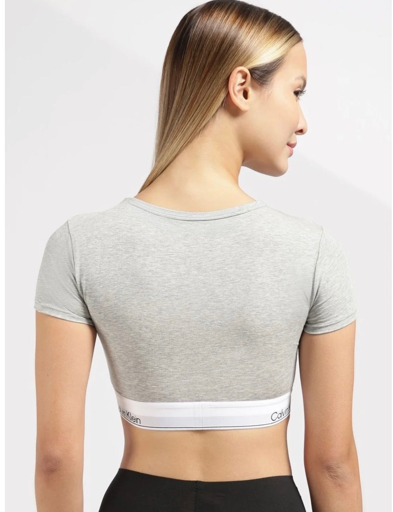 Calvin Klein Modern Cotton Short Sleeve Crop Top – Grey