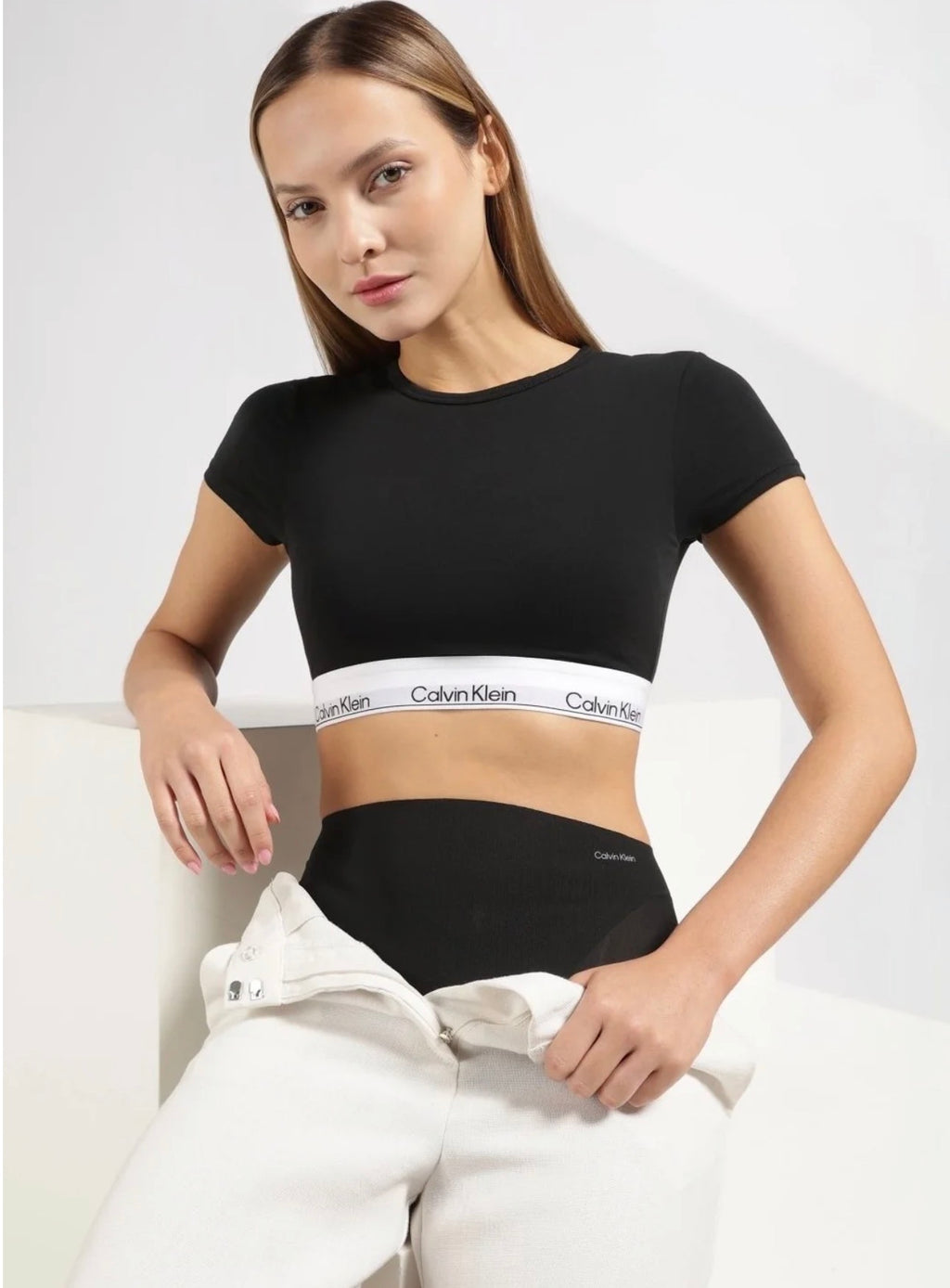 Calvin Klein Modern Cotton Short Sleeve Crop Top