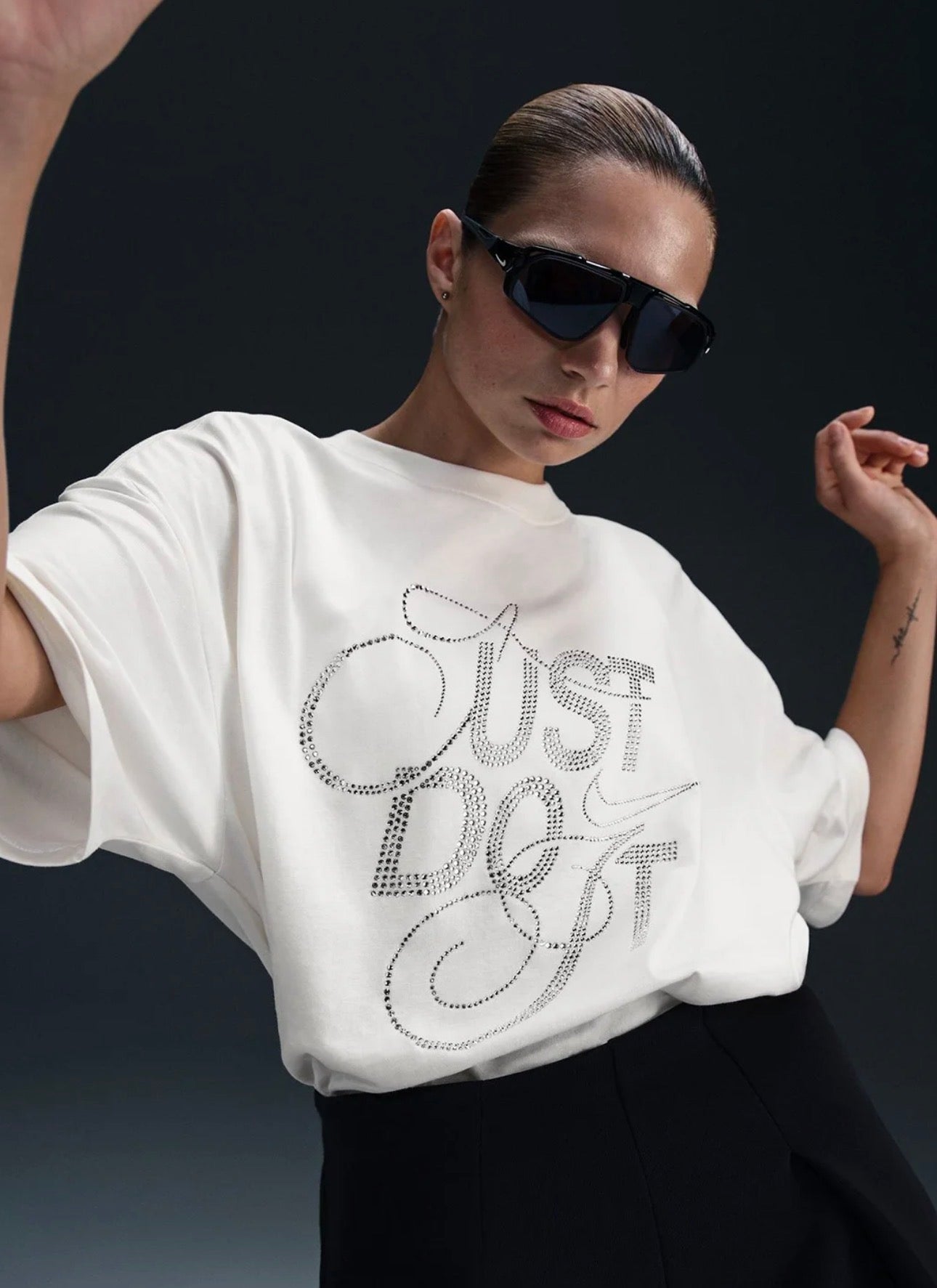 Nike Just Do It Graphic T Shirt  Rhinestone