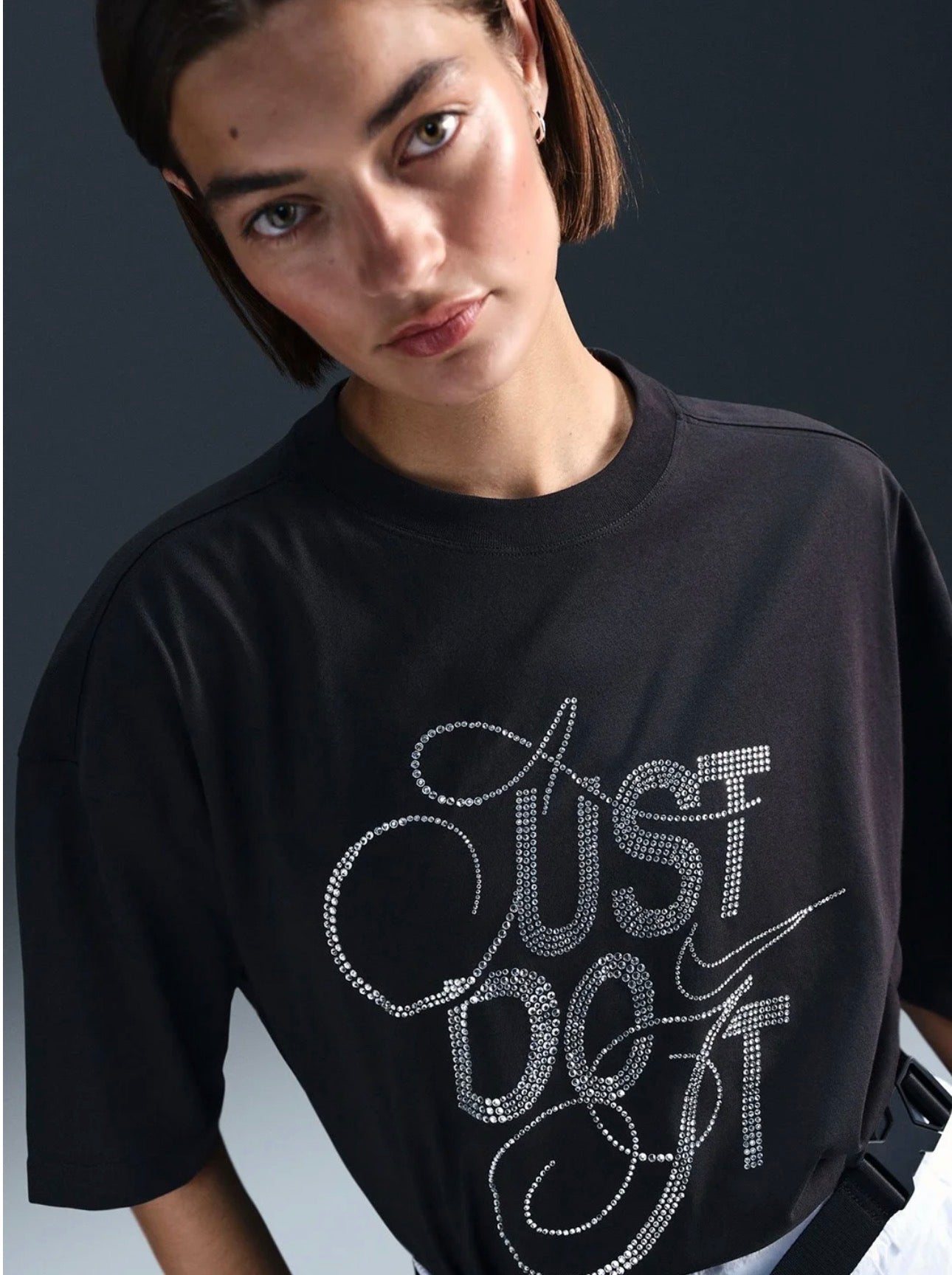 Nike Just Do It Graphic T Shirt  Rhinestone