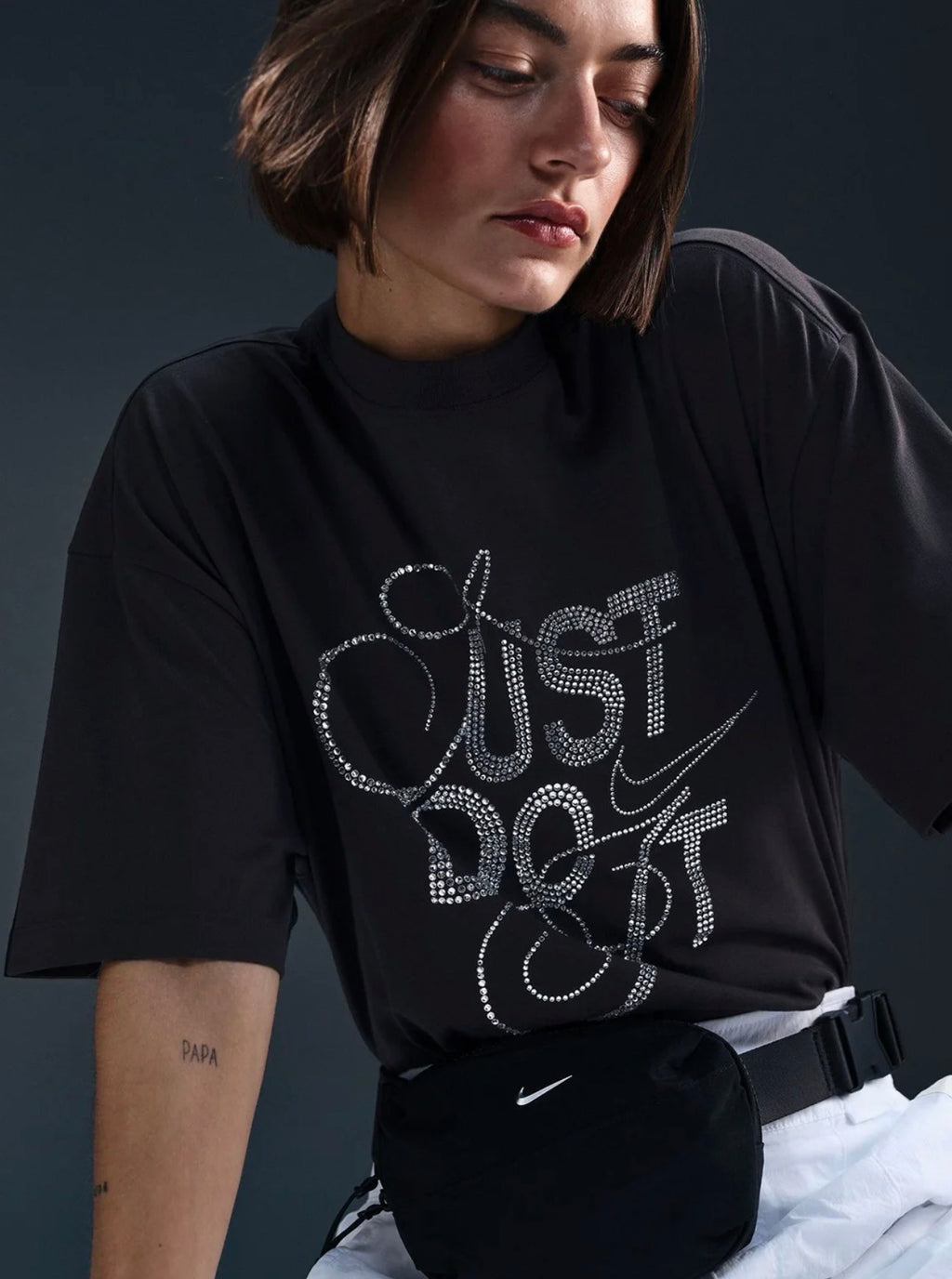 Nike Just Do It Graphic T Shirt  Rhinestone