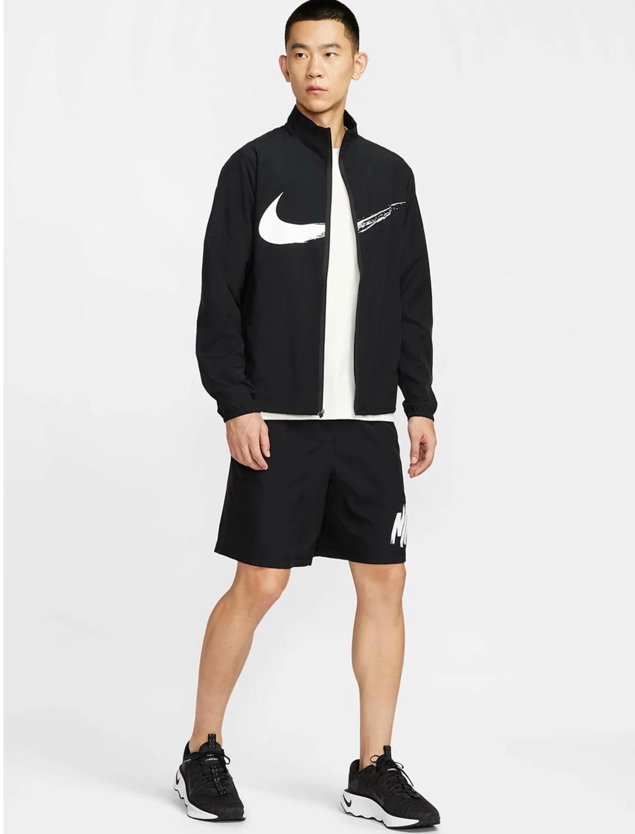 Nike Men Sportswear Swoosh Jacket & Shorts Set – Black