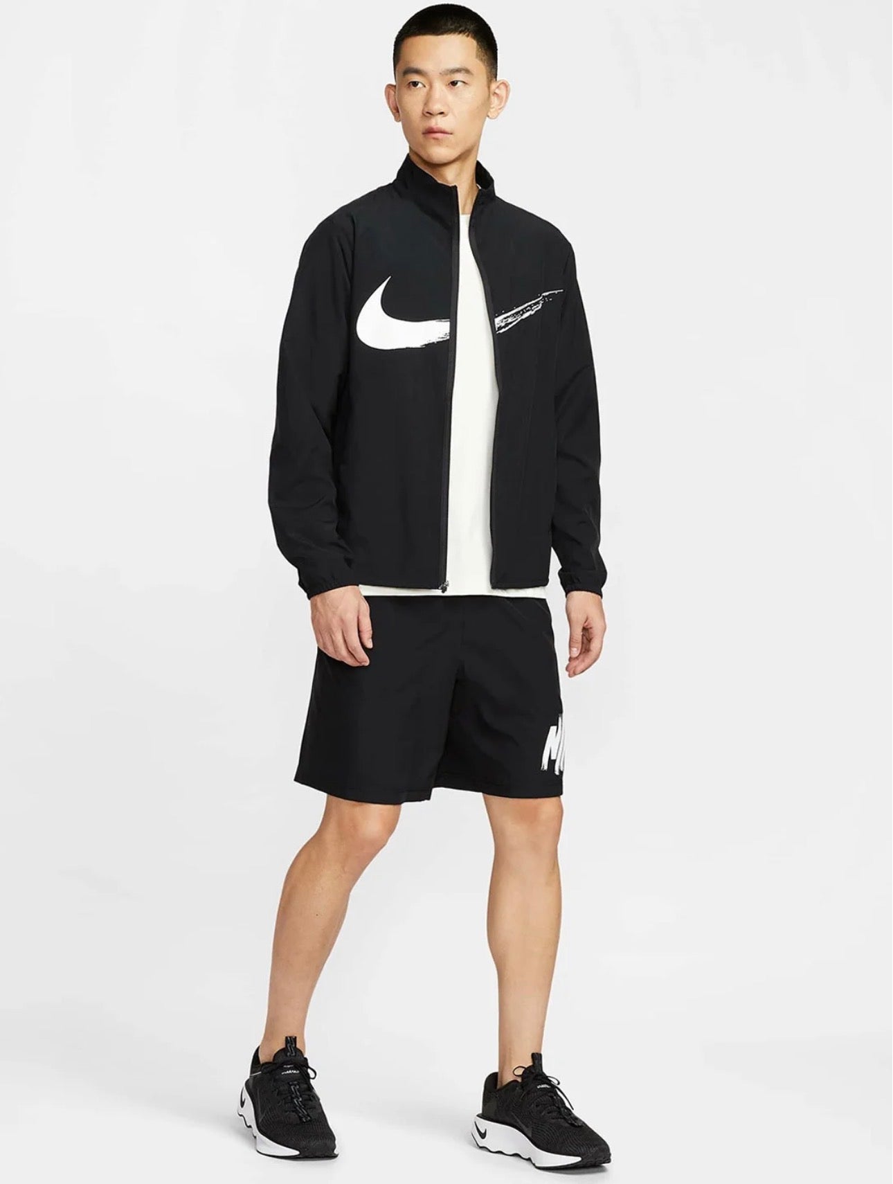 Nike Men Sportswear Swoosh Jacket & Shorts Set – Black