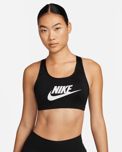 Nike Swoosh Sports  White Logo Bra