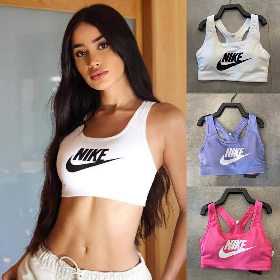Nike Swoosh Sports  White Logo Bra